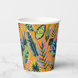 Vasos De Papel Patrón De Impresión De Hojas Tropicales Y Plantas