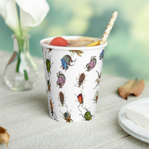 Vasos De Papel Patrón de insectos y bichos de época