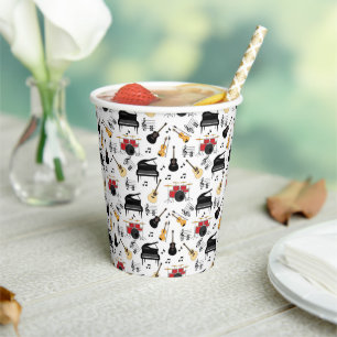Vasos De Papel Patrón de instrumentos musicales
