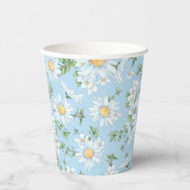 Vasos De Papel Patrón de jardín de flores Pastel Daisy (Anverso)