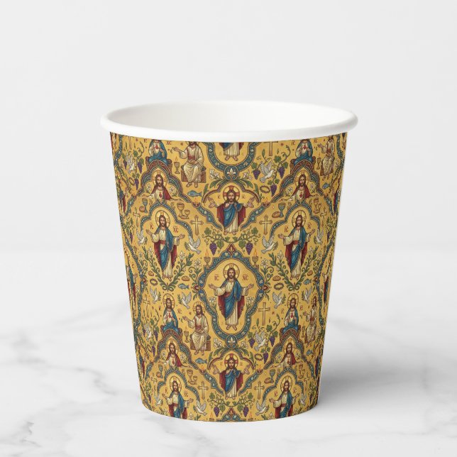 Vasos De Papel Patrón de Jesús (Reverso )