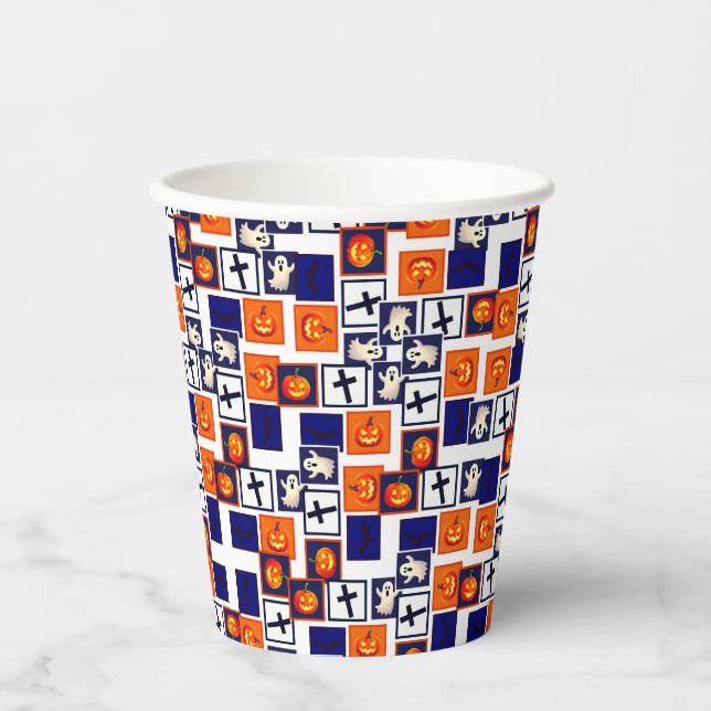 Vasos De Papel patrón de juego temático de Halloween (Anverso)