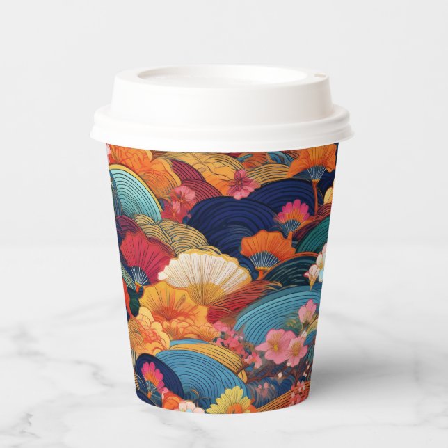Vasos De Papel Patrón de kimono japonés (Anverso)