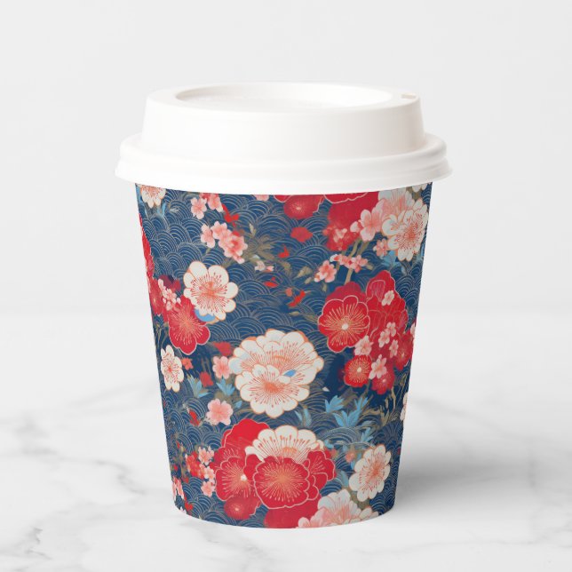 Vasos De Papel Patrón de kimono japonés (Anverso)