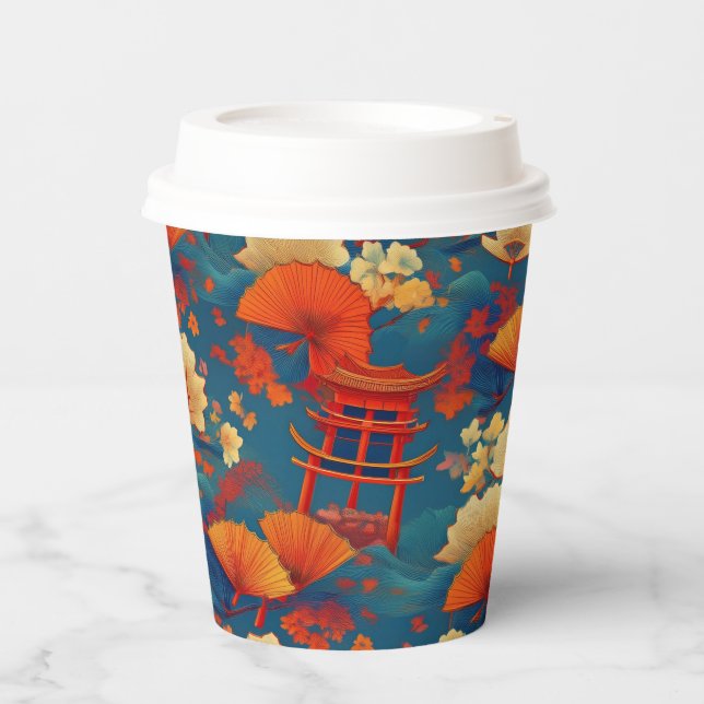 Vasos De Papel Patrón de kimono japonés (Anverso)