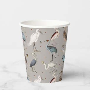 Vasos De Papel Patrón de la Naturaleza de los áridos de la garza