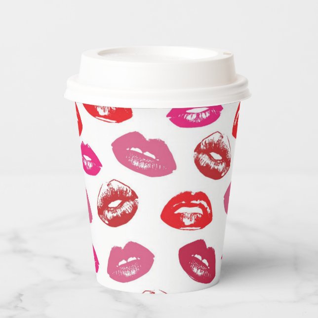 Vasos De Papel Patrón de labios (Anverso)