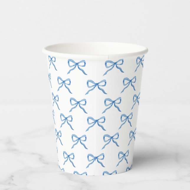 Vasos De Papel Patrón de lazo de acuarela azul (Derecha)
