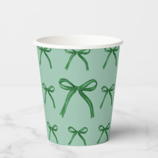 Vasos De Papel Patrón de lazo verde elegante y lindo