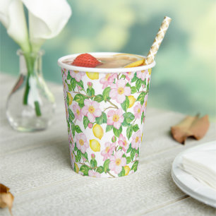 Vasos De Papel Patrón de lemas florales rosas