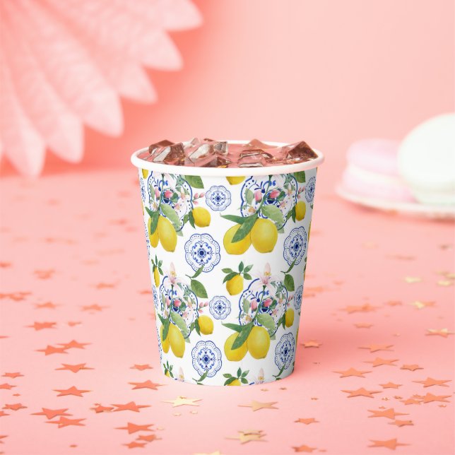 Vasos De Papel Patrón de limón de mosaico italiano (in situ)