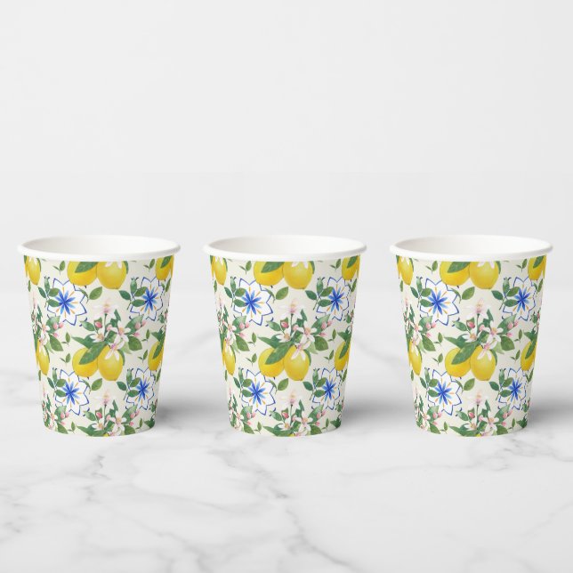 Vasos De Papel Patrón de limón de mosaico italiano (Multi)