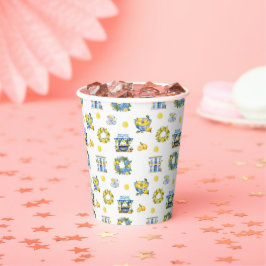 Vasos De Papel Patrón de limón de verano mediterráneo