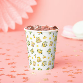 Vasos De Papel Patrón de limón de verano mediterráneo