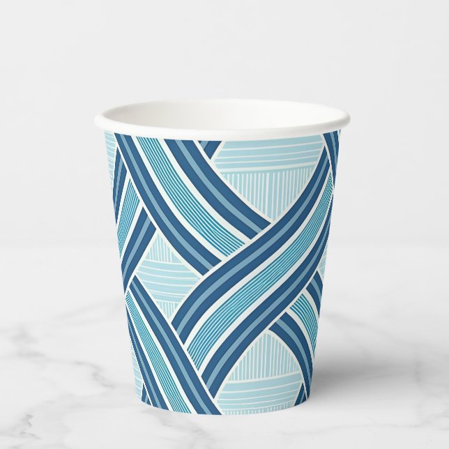 Vasos De Papel Patrón de líneas azules (Anverso)