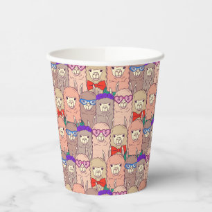 Vasos De Papel Patrón de Llama Vestida de Moda