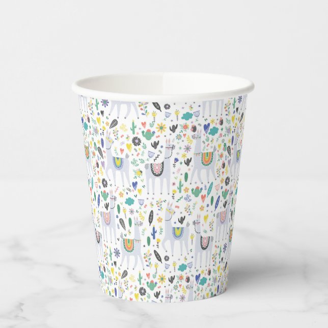 Vasos De Papel Patrón de los Doodle Alpaca (Izquierda)