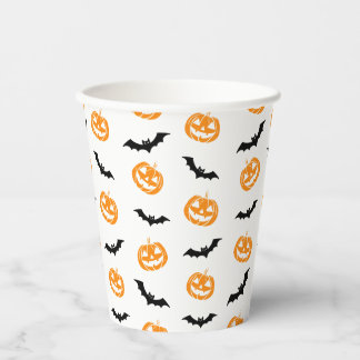 Vasos De Papel Patrón de luz de la bata de calabaza o del Fiesta