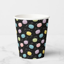 Vasos De Papel Patrón de macarones coloridos sobre negro para taz
