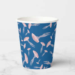 Vasos De Papel Patrón de medusas del océano azul profundo