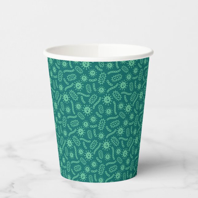 Vasos De Papel Patrón de microbios verdes (Izquierda)