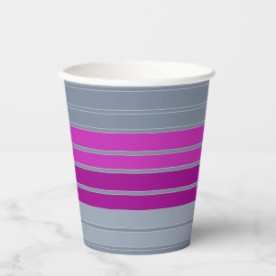 Vasos De Papel Patrón de moda gris rayado púrpura