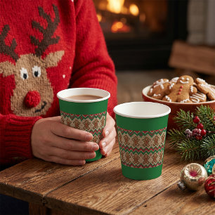 Vasos De Papel Patrón de Navidad de hombre de jengibre tejido