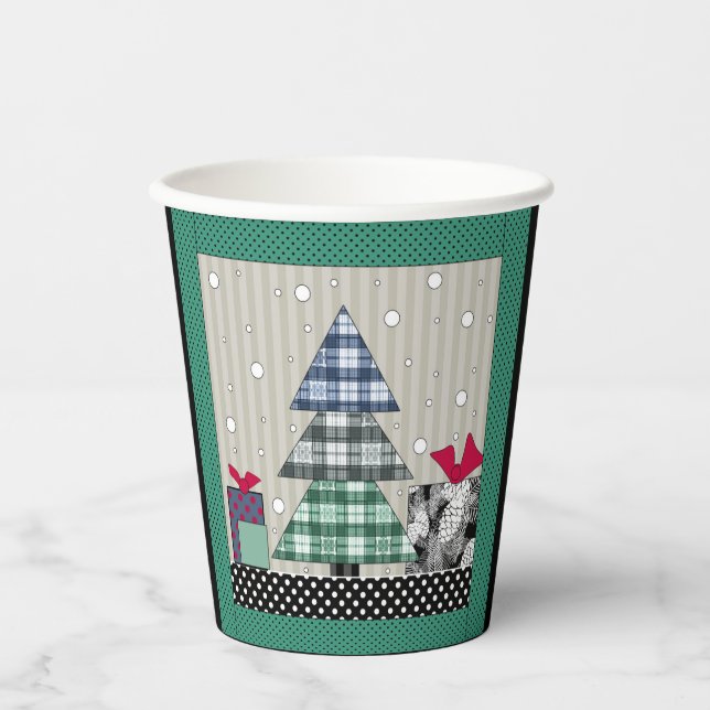 Vasos De Papel patrón de navidades, aplicable, año nuevo, navidad (Anverso)