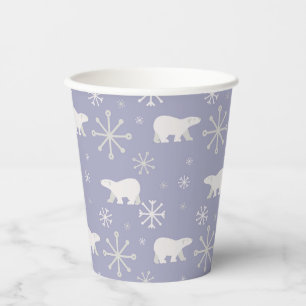 Vasos De Papel Patrón de navidades con osos polares y copos de ni