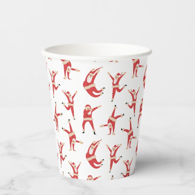 Vasos De Papel Patrón de Navidades Dabbing Santa Fun (Anverso)