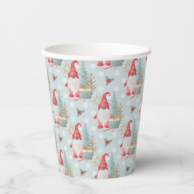Vasos De Papel Patrón de Navidades de Gnome (Anverso)