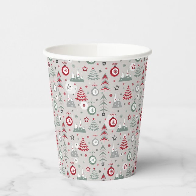 Vasos De Papel Patrón de Navidades de invierno. (Izquierda)
