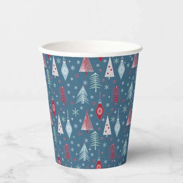 Vasos De Papel Patrón de Navidades de invierno. (Anverso)