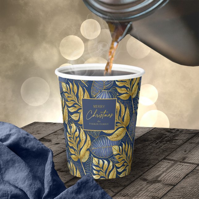 Vasos De Papel Patrón de Navidades de oro azul #29 ID1009 (Subido por el creador)