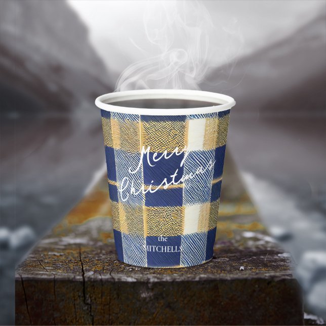 Vasos De Papel Patrón de Navidades de oro azul #7 ID1009 (Subido por el creador)