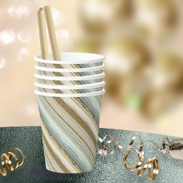 Vasos De Papel Patrón de Navidades de oro de los tonos de la tier