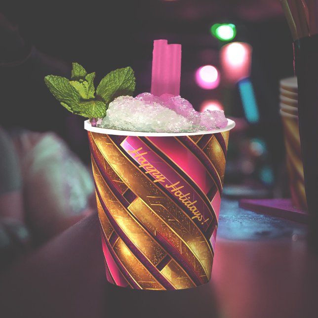 Vasos De Papel Patrón de Navidades de oro magenta#28 ID1009 (Subido por el creador)