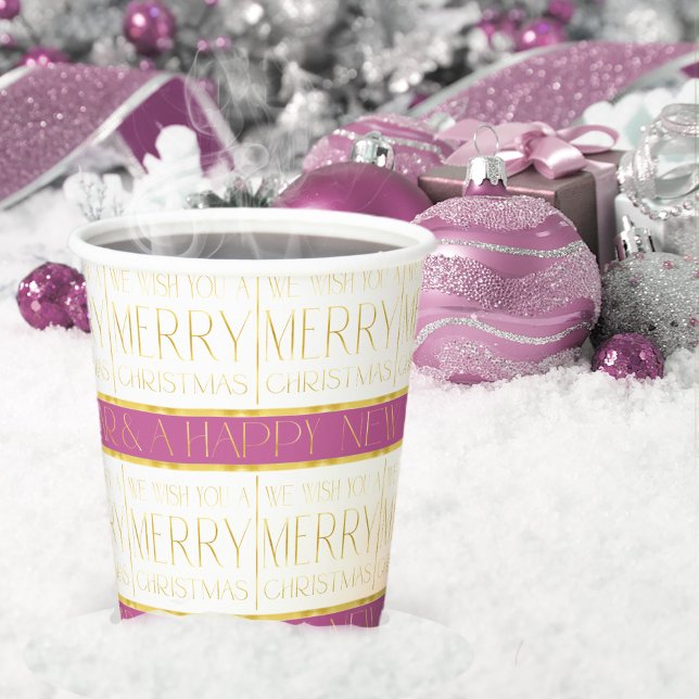 Vasos De Papel Patrón de Navidades de oro magenta#35 ID1009 (Subido por el creador)