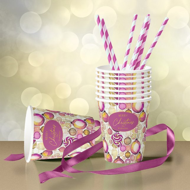 Vasos De Papel Patrón de Navidades de oro magenta#6 ID1009 (Subido por el creador)