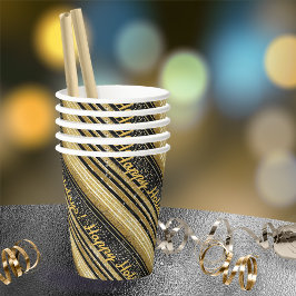 Vasos De Papel Patrón de Navidades de oro negro #28 ID1009