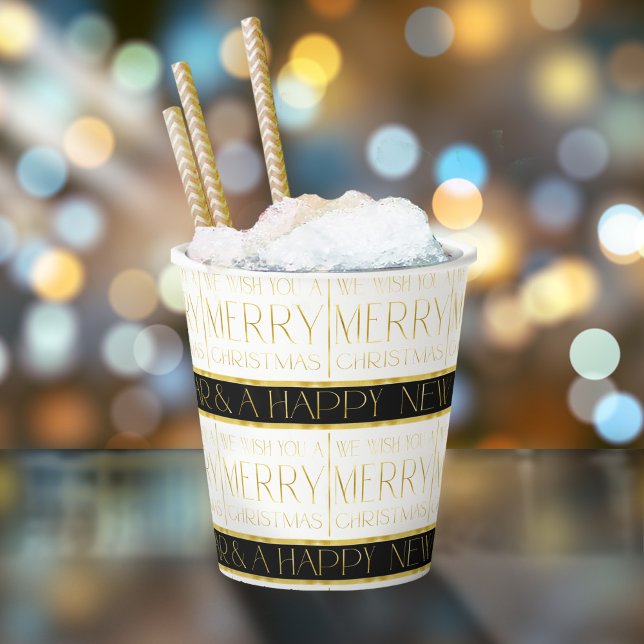 Vasos De Papel Patrón de Navidades de oro negro#35 ID1009 (Subido por el creador)