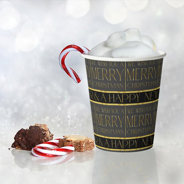 Vasos De Papel Patrón de Navidades de oro negro#35b ID1009 (Subido por el creador)