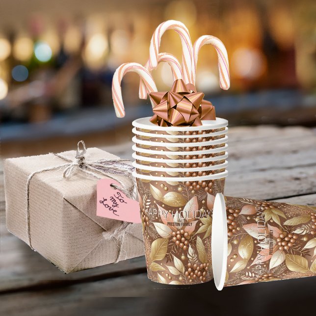 Vasos De Papel Patrón de Navidades de oro rosa#8 ID1009 (Subido por el creador)