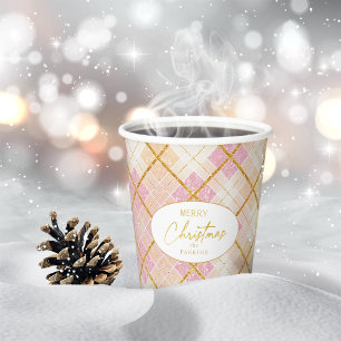 Vasos De Papel Patrón de Navidades de oro rosado #28 ID1009
