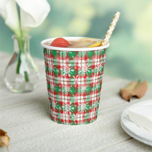 Vasos De Papel Patrón De Navidades De Placas Y Copos De Nieve 3