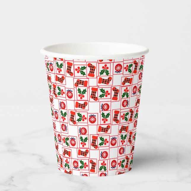 Vasos De Papel Patrón de Navidades festivos (Anverso)
