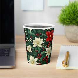 Vasos De Papel Patrón de Navidades florales