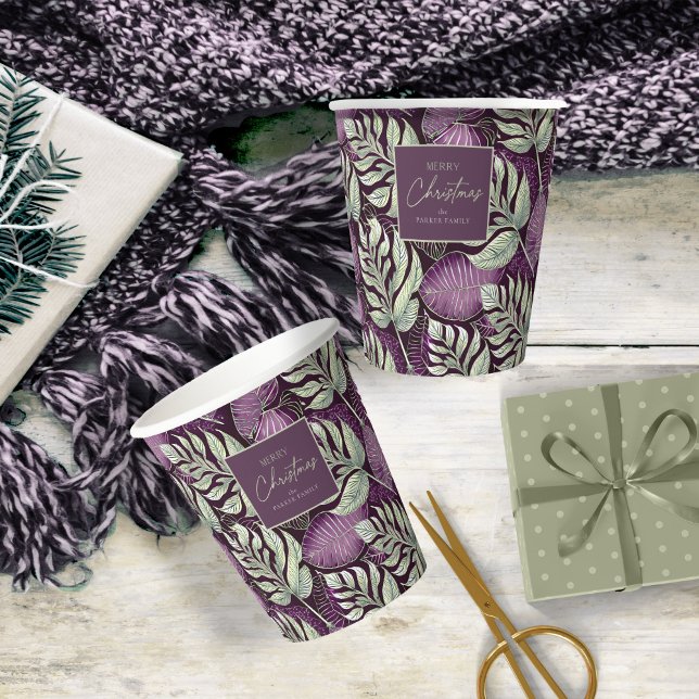 Vasos De Papel Patrón de Navidades morados verdes#29 ID1009 (Subido por el creador)