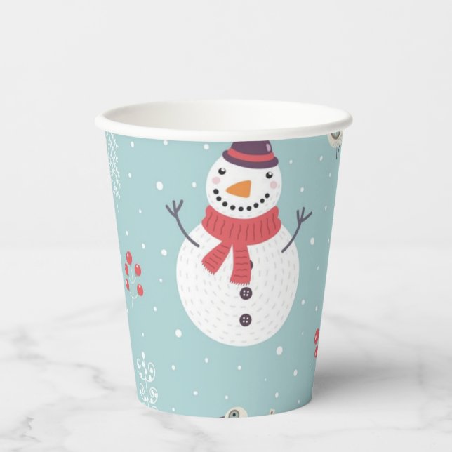 Vasos De Papel Patrón de nieve (Anverso)