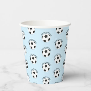 Vasos De Papel Patrón de nombre moderno para fiesta de fútbol par